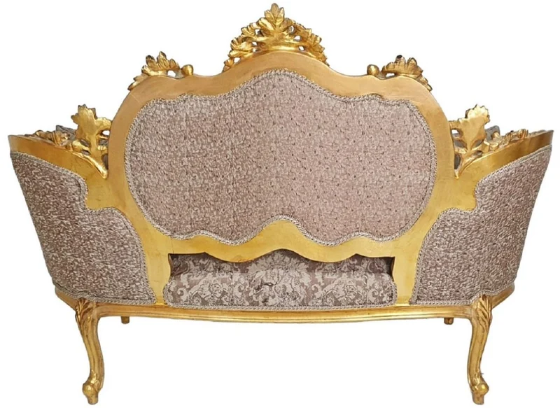 Casa Padrino Barock Sofa Braun / Antik Gold - Prunkvolles Wohnzimmer Sofa im Barockstil - Wohnzimmer Möbel im Barockstil - Barock Möbel - Barock Einrichtung