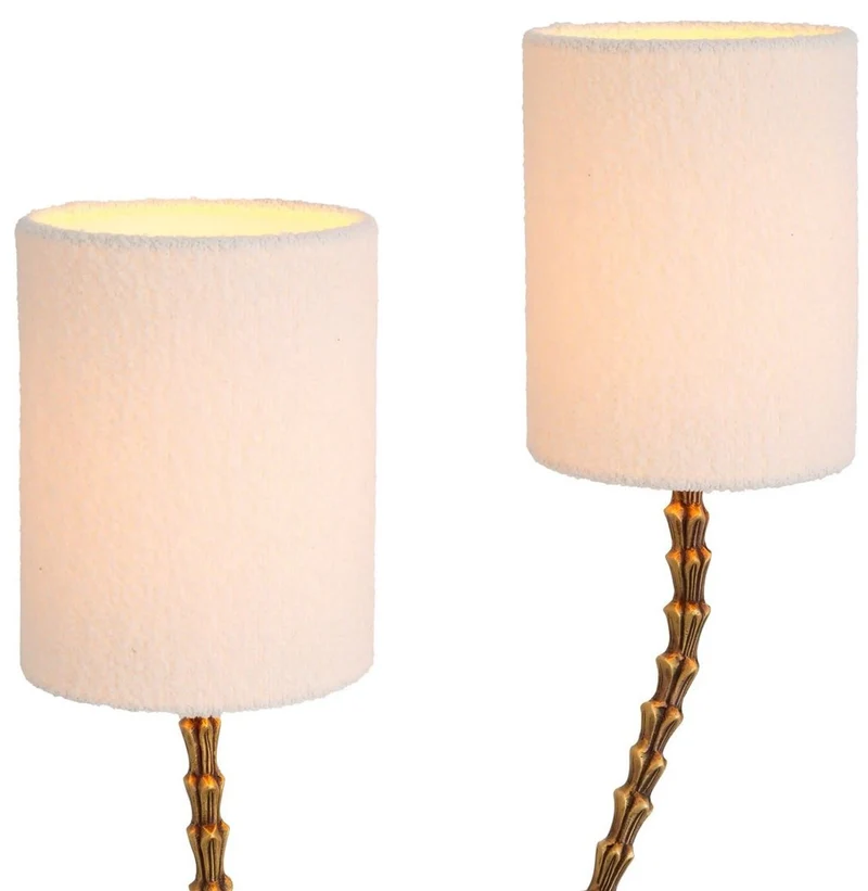Casa Padrino Luxus Tischleuchte Vintage Messing / Weiß 41,5 x 17,5 x H. 63 cm - Luxus Tischleuchten - Luxus Qualität