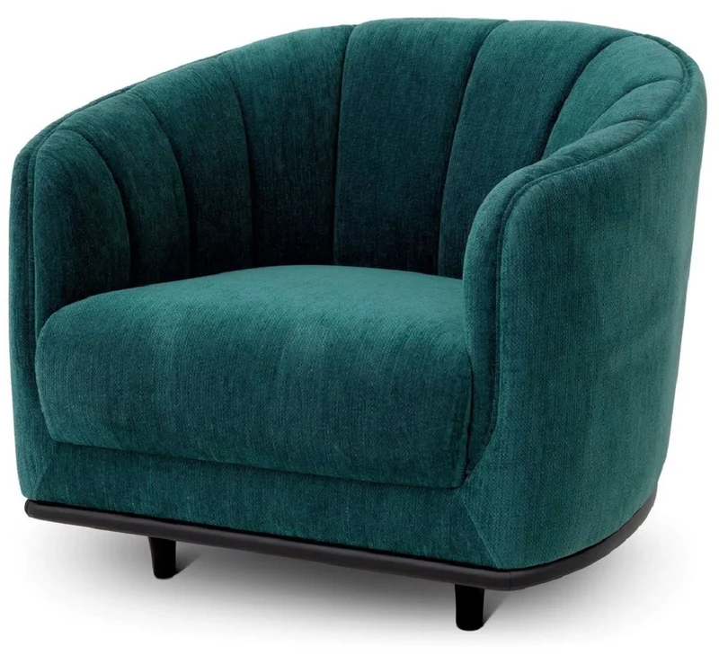 Casa Padrino Luxus Sessel Grün / Schwarz 87 x 86 x H. 74,5 cm - Wohnzimmer Sessel - Hotel Sessel - Wohnzimmer Möbel - Hotel Möbel - Luxus Möbel - Wohnzimmer Einrichtung - Luxus Einrichtung