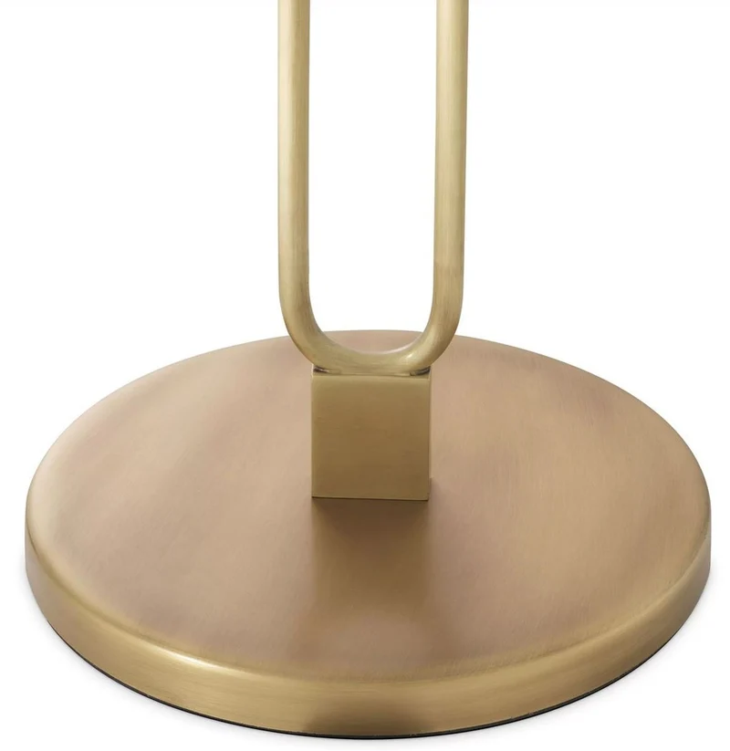 Casa Padrino Luxus Stehleuchte Antik Messing / Weiß Ø 69 x H. 188 cm - Stehleuchte mit rundem Glas Lampenschirm - Luxus Stehleuchten - Luxus Leuchten - Luxus Möbel - Luxus Einrichtung