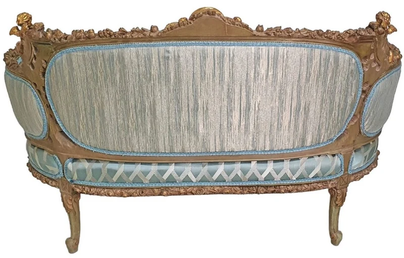 Casa Padrino Barock Sofa Türkis / Antik Gold - Prunkvolles Wohnzimmer Sofa im Barockstil - Wohnzimmer Möbel im Barockstil - Barock Möbel - Barock Einrichtung