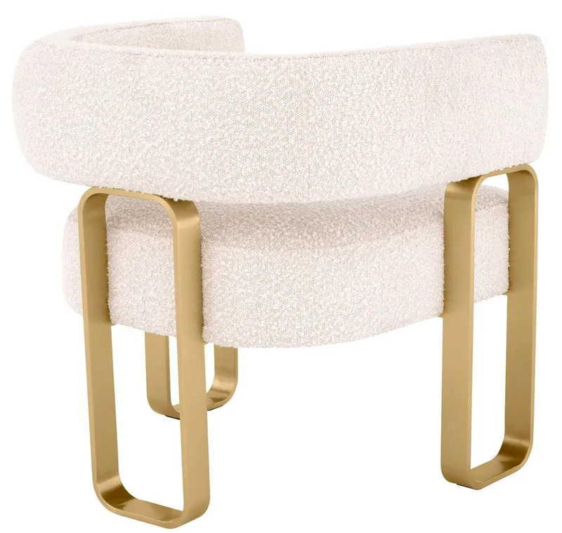 Casa Padrino Luxus Sessel Creme / Messing 73 x 66 x H. 70 cm - Wohnzimmer Sessel - Hotel Sessel - Wohnzimmer Möbel - Luxus Möbel - Wohnzimmer Einrichtung - Luxus Einrichtung - Möbel Luxus