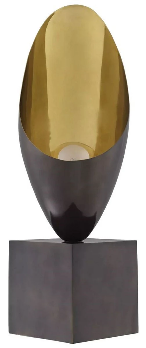 Casa Padrino Luxus Designer Tischleuchte Rotguss / Gold / Schwarz 30 x H. 70,5 cm - Elegante Schreibtischleuchte mit Granitsockel - Luxus Leuchten - Luxus Möbel - Luxus Interior