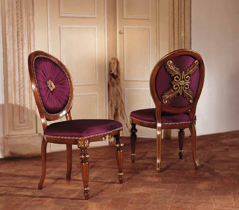 Casa Padrino Luxus Barock Esszimmer Stuhl Set Lila / Braun / Gold - Handgefertigtes Küchen Stühle 6er Set - Luxus Esszimmer Möbel im Barockstil - Barock Möbel - Luxus Qualität - Made in Italy