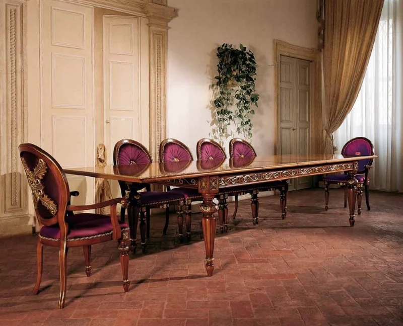 Casa Padrino Luxus Barock Esszimmer Stuhl Set Lila / Braun / Gold - Handgefertigtes Küchen Stühle 6er Set - Luxus Esszimmer Möbel im Barockstil - Barock Möbel - Luxus Qualität - Made in Italy