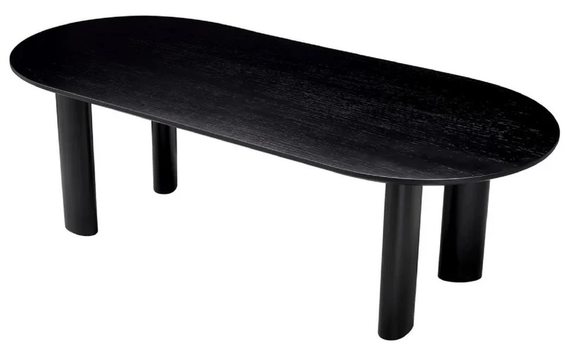 Casa Padrino Luxus Esstisch Schwarz 244 x 109,5 x H. 77 cm - Ovaler Massivholz Küchentisch - Esszimmer Möbel - Küchen Möbel - Luxus Möbel - Luxus Einrichtung