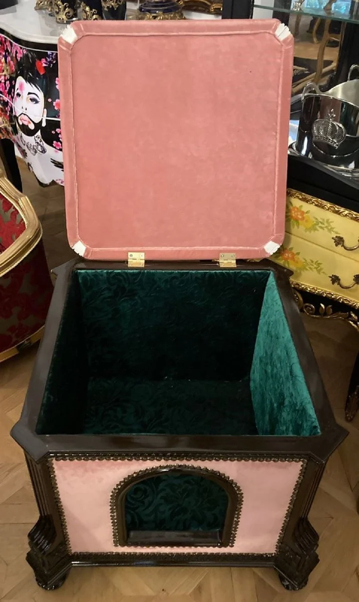 Casa Padrino Barock Katzenhaus Rosa / Dunkelbraun - Prunkvoller Katzen Tempel im Barockstil - Handgefertigtes Barockstil Katzenbett - Barock Katzen Möbel - Barock Tiermöbel