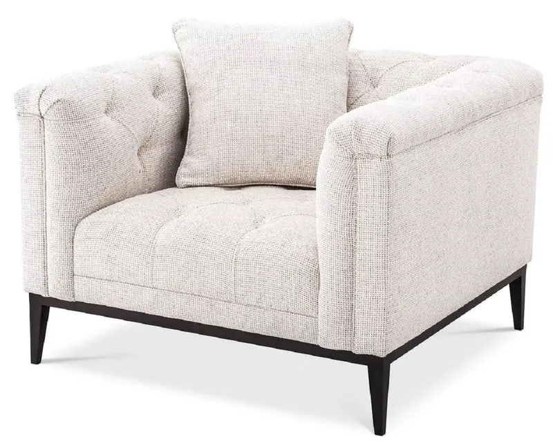 Casa Padrino Luxus Chesterfield Sessel mit Kissen Weiß / Rotguss 103 x 97 x H. 75 cm - Wohnzimmer Sessel - Hotel Sessel - Wohnzimmer Möbel - Chesterfield Möbel - Luxus Möbel - Luxus Einrichtung