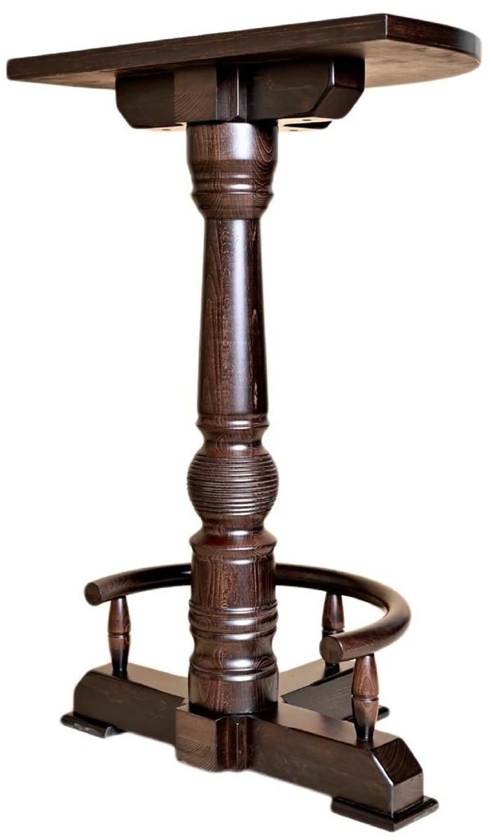 Casa Padrino Luxus Stehtisch mit Fußstütze Dunkelbraun 75 x 50 x H. 110 cm - Halbrunder Massivholz Tisch - Halbrunder Massivholz Bartisch - Massivholz Möbel - Bar Möbel - Gastronomie Möbel