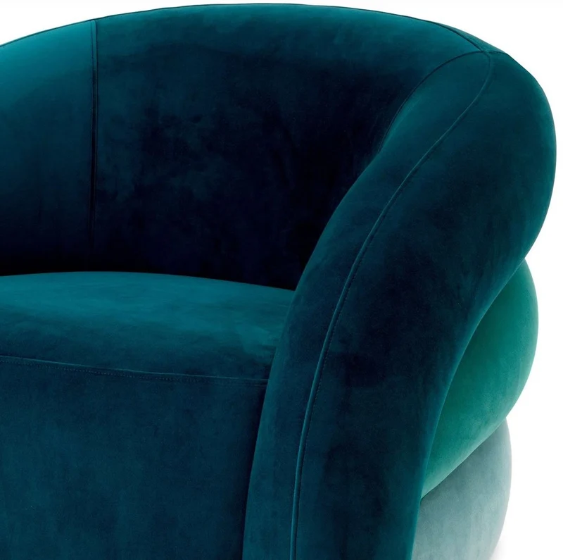 Casa Padrino Luxus Drehsessel Grün / Türkis / Blau / Schwarz 91 x 80 x H. 66 cm - Wohnzimmer Samt Sessel - Wohnzimmer Möbel - Luxus Möbel - Wohnzimmer Einrichtung - Luxus Einrichtung - Möbel Luxus