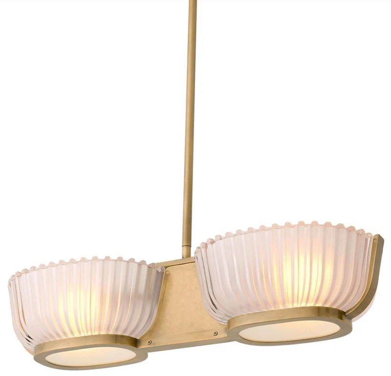 Casa Padrino Luxus Kronleuchter Vintage Messing 67,5 x 24,5 x H. 142,5 cm - Wohnzimmer Kronleuchter - Hotel Kronleuchter - Restaurant Kronleuchter - Luxus Qualität - Luxus Möbel