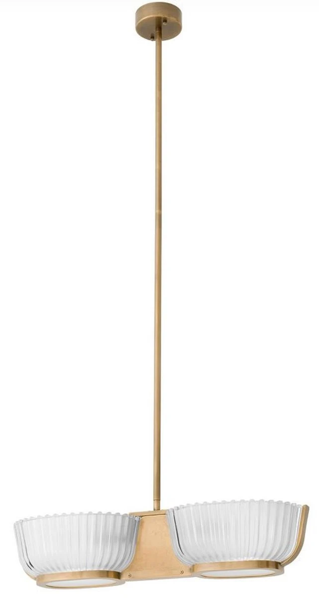 Casa Padrino Luxus Kronleuchter Vintage Messing 67,5 x 24,5 x H. 142,5 cm - Wohnzimmer Kronleuchter - Hotel Kronleuchter - Restaurant Kronleuchter - Luxus Qualität - Luxus Möbel