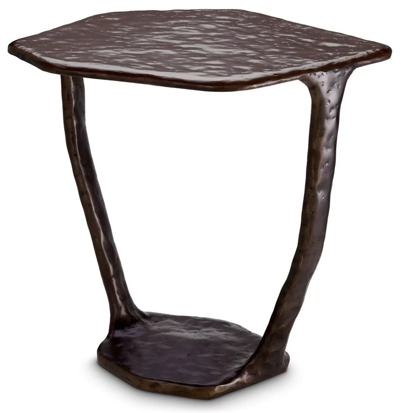 Casa Padrino Luxus Designer Beistelltisch Bronze 48 x 46 x H. 50 cm - Aluminium Tisch - Wohnzimmer Möbel - Luxus Möbel - Luxus Einrichtung - Wohnzimmer Einrichtung