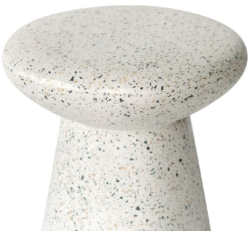 Casa Padrino Luxus Beistelltisch / Hocker Weiß Ø 50 x H. 47 cm - Runder Beton Tisch / Sitzhocker - Wohnzimmer Möbel - Luxus Möbel - Beton Möbel - Luxus Einrichtung - Wohnzimmer Einrichtung