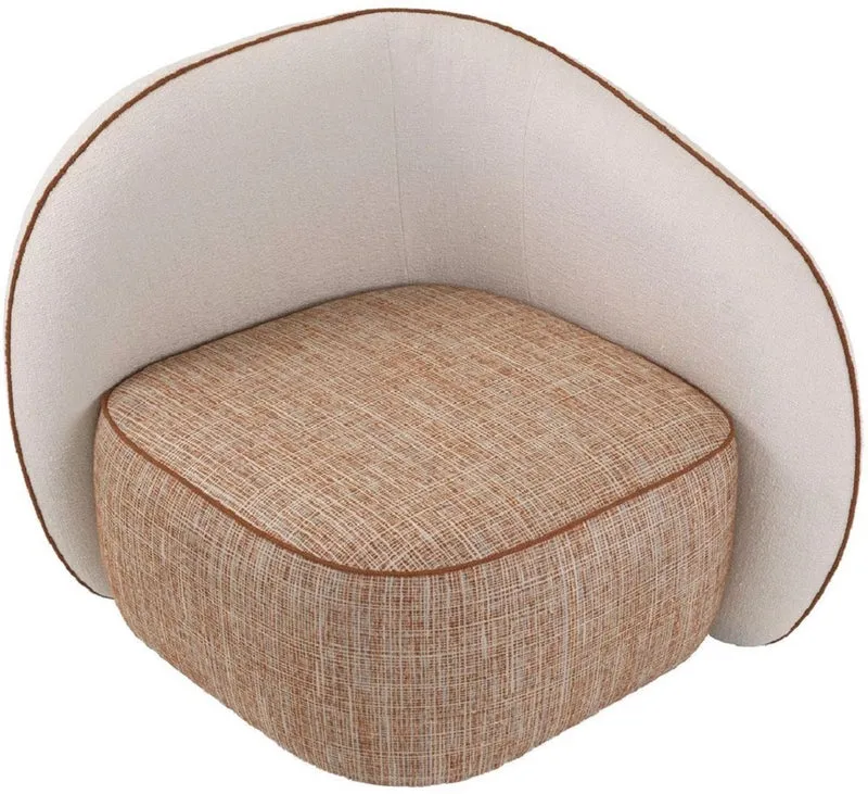 Casa Padrino Luxus Designer Sessel Rechte Seite Creme / Orange / Schwarz 90 x 85 x H. 82 cm - Wohnzimmer Sessel - Hotel Sessel - Wohnzimmer Möbel - Luxus Möbel - Wohnzimmer Einrichtung