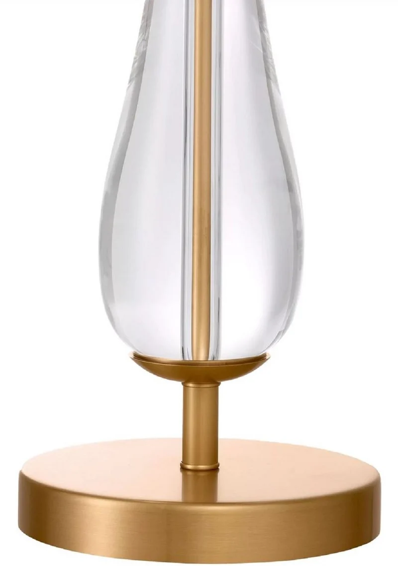 Casa Padrino Luxus Kristall Tischleuchte Antik Messing / Creme Ø 45 x H. 70,5 cm - Elegante Schreibtischleuchte mit edlem Kristallglas - Luxus Leuchten - Luxus Möbel - Luxus Interior