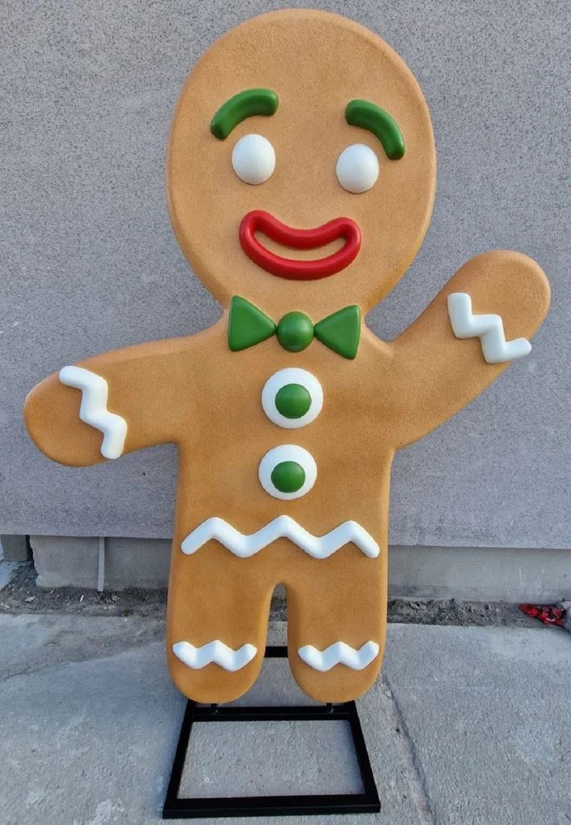 Casa Padrino Luxus Deko Skulptur Lebkuchenmann Mehrfarbig H. 190 cm - Weihnachts Deko Figur - XXL Deko Skulptur - XXL Deko Figur - XXL Weihnachts Skulptur - Weihnachts Deko Accessoires