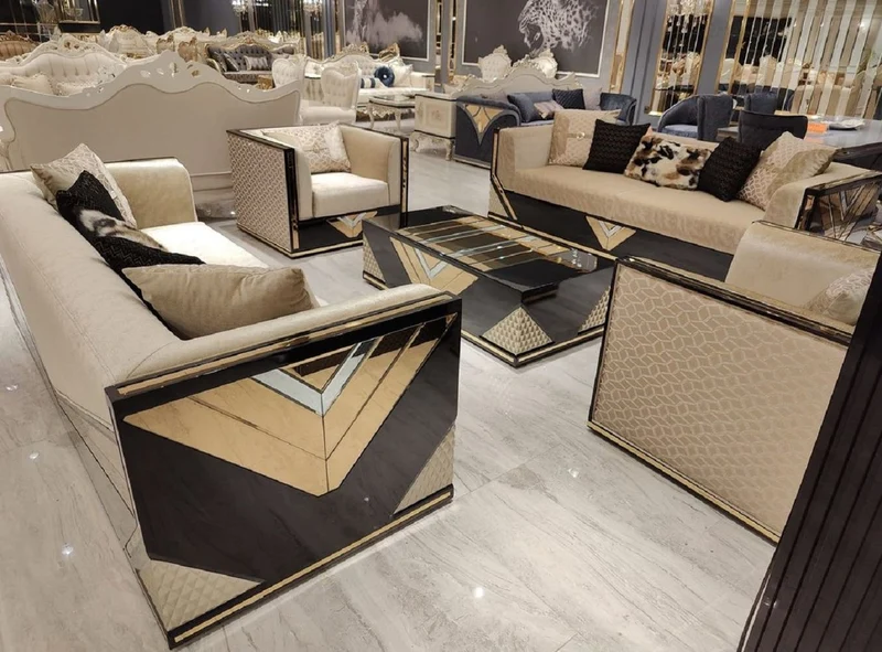 Casa Padrino Luxus Couchtisch Gold / Schwarz - Rechteckiger Massivholz Wohnzimmertisch - Wohnzimmer Möbel - Luxus Möbel - Luxus Einrichtung