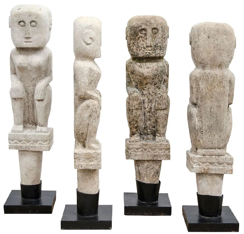 Casa Padrino Luxus Deko Antik Stil Naturstein Statuen Set - Stein Skulpturen - Stein Figuren - Wohnzimmer Deko - Büro Deko - Deko Accessoires - Luxus Möbel
