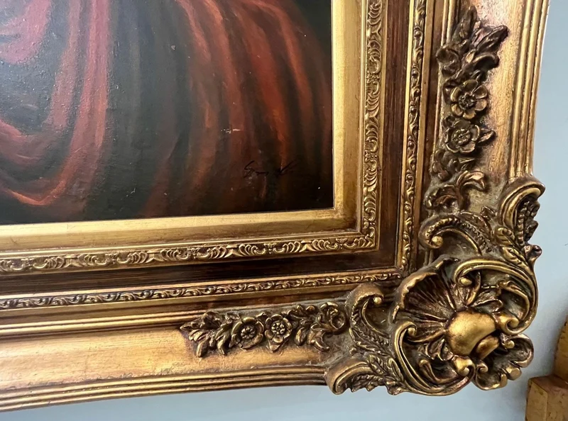Casa Padrino Barock Ölgemälde Mehrfarbig / Gold - Handgemaltes Antik Stil Gemälde mit Prunk Rahmen - Wand Deko im Barockstil - Barock Deko Accessoires - Barock Interior - Barock Möbel