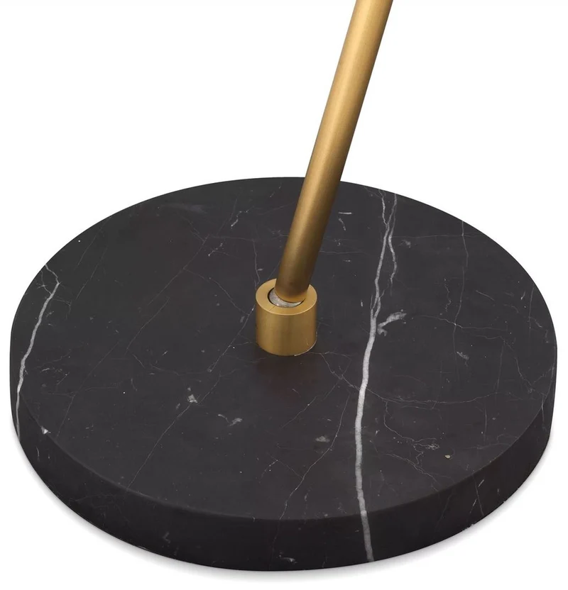 Casa Padrino Luxus Stehleuchte Antik Messing / Weiß / Schwarz Ø 26 x H. 150 cm - Schwenkbare Stehleuchte mit Marmorsockel - Luxus Stehleuchten - Luxus Leuchten - Luxus Möbel - Luxus Einrichtung