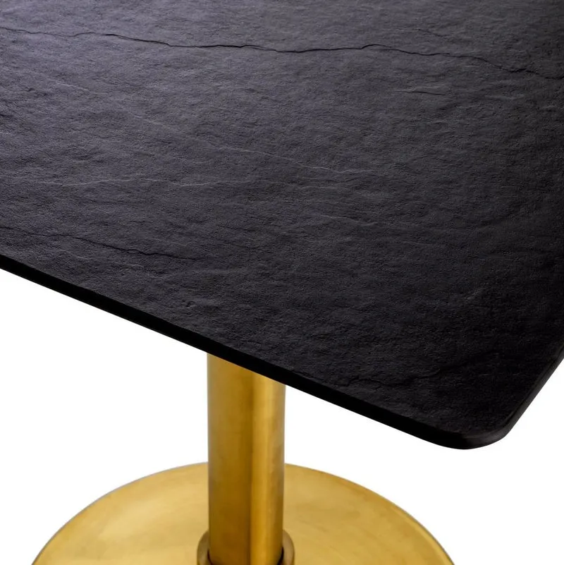 Casa Padrino Luxus Esstisch Schwarz / Messing 80 x 80 x H. 75 cm - Quadratischer Edelstahl Küchentisch mit Keramik Tischplatte - Esszimmer Möbel - Luxus Möbel - Luxus Einrichtung