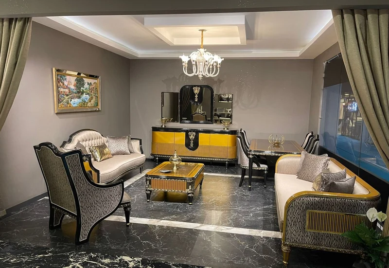 Casa Padrino Luxus Barock Esszimmer Set Gold / Schwarz / Gold - 1 Barock Esstisch & 6 Barock Esszimmerstühle - Barock Esszimmer Möbel - Luxus Möbel im Barockstil - Edel & Prunkvoll