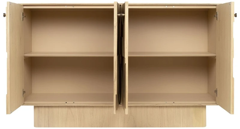 Casa Padrino Luxus Designer Sideboard Naturfarben 172,5 x 50 x H. 107,5 cm - Massivholz Schrank mit 4 Türen - Schlafzimmer Schrank - Wohnzimmer Schrank - Büro Schrank - Luxus Möbel