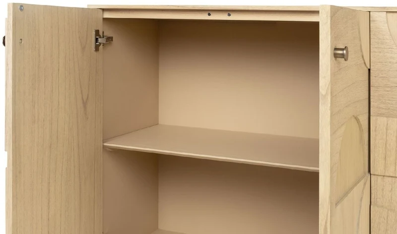 Casa Padrino Luxus Designer Sideboard Naturfarben 172,5 x 50 x H. 107,5 cm - Massivholz Schrank mit 4 Türen - Schlafzimmer Schrank - Wohnzimmer Schrank - Büro Schrank - Luxus Möbel