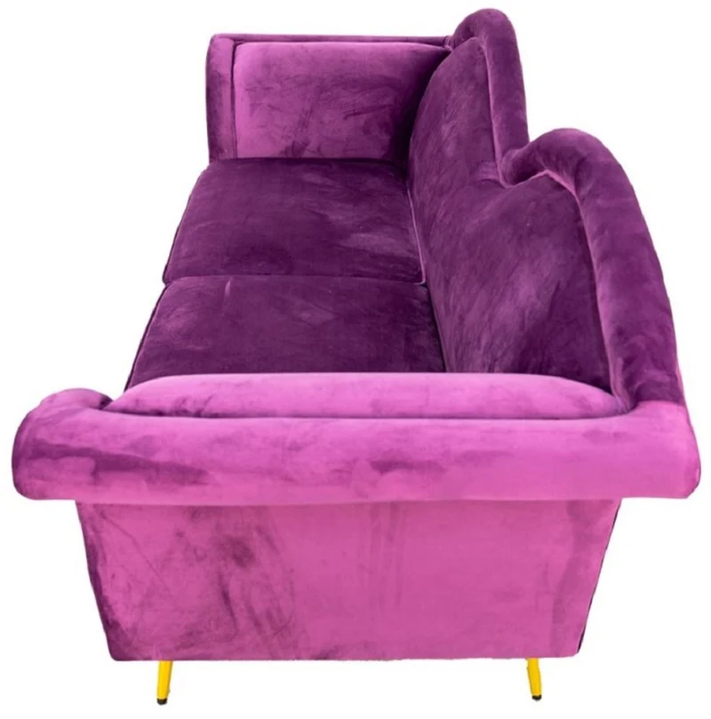 Casa Padrino Luxus Designer 3er Sofa Lila / Gold 215 x 73 x H. 85 cm - Wohnzimmer Sofa - Wohnzimmer Möbel - Luxus Möbel - Designer Möbel - Wohnzimmer Einrichtung - Luxus Einrichtung