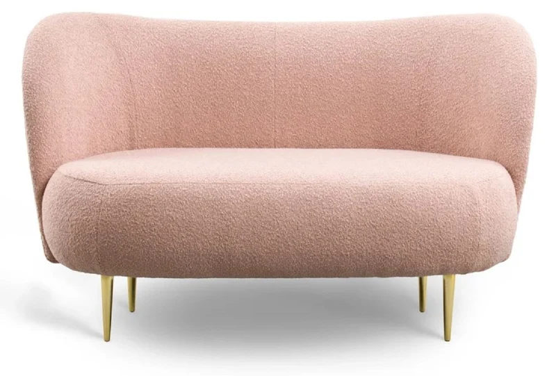Casa Padrino Luxus 2er Sofa Rosa / Gold 130 x 72 x H. 80 cm - Wohnzimmer Sofa mit gebogener Rückenlehne - Wohnzimmer Möbel - Luxus Möbel - Wohnzimmer Einrichtung - Luxus Einrichtung