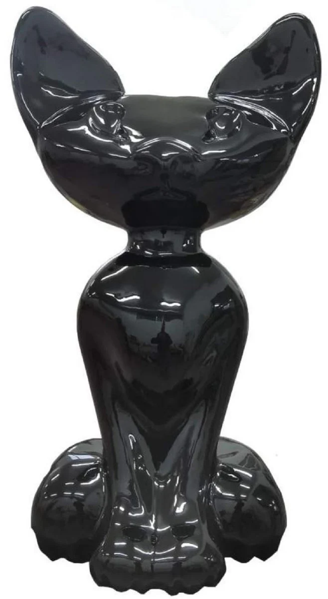 Casa Padrino Luxus Deko Skulptur Katze Schwarz H. 130 cm - Große Deko Figur - XXL Deko Skulptur - XXL Deko Figur - XXL Tierfigur - Wohnzimmer Deko - Garten Deko - Luxus Deko XXL Figuren