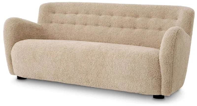 Casa Padrino Luxus Sofa Sandfarben / Schwarz 188 x 87 x H. 80 cm - Wohnzimmer Sofa - Hotel Sofa - Wohnzimmer Möbel - Wohnzimmer Einrichtung - Hotel Möbel - Luxus Möbel - Luxus Einrichtung