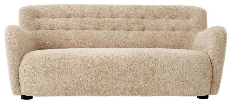 Casa Padrino Luxus Sofa Sandfarben / Schwarz 188 x 87 x H. 80 cm - Wohnzimmer Sofa - Hotel Sofa - Wohnzimmer Möbel - Wohnzimmer Einrichtung - Hotel Möbel - Luxus Möbel - Luxus Einrichtung