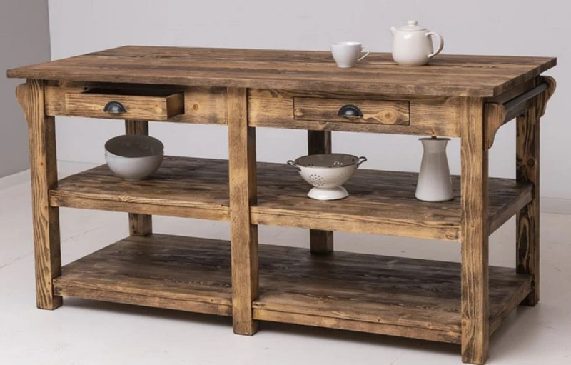 Casa Padrino Landhausstil Kücheninsel Braun 180 x 85 x H. 90 cm - Massivholz Kücheninsel mit 4 Schubladen - Esszimmer Möbel - Küchen Möbel - Landhausstil Möbel
