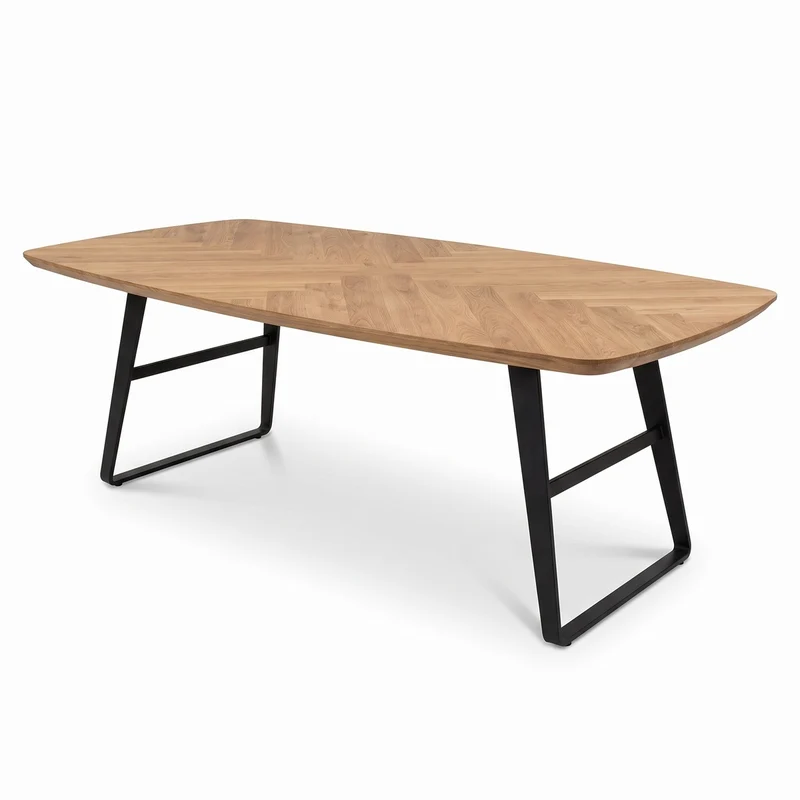 Casa Padrino Luxus Esstisch Braun / Schwarz 250 x 100 x H. 77 cm - Rechteckiger Küchentisch Eichenparkett Tischplatte - Massivholz Esszimmer Möbel - Luxus Esszimmer Möbel