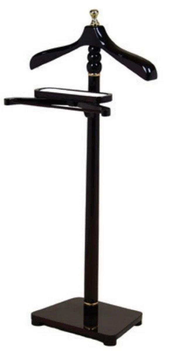 Casa Padrino Luxus Dressboy Schwarz / Gold 50 x 25 x H. 113 cm - Kleiderständer - Garderobenständer - Stummer Diener - Schlafzimmer Accessoires - Hotel Accessoires