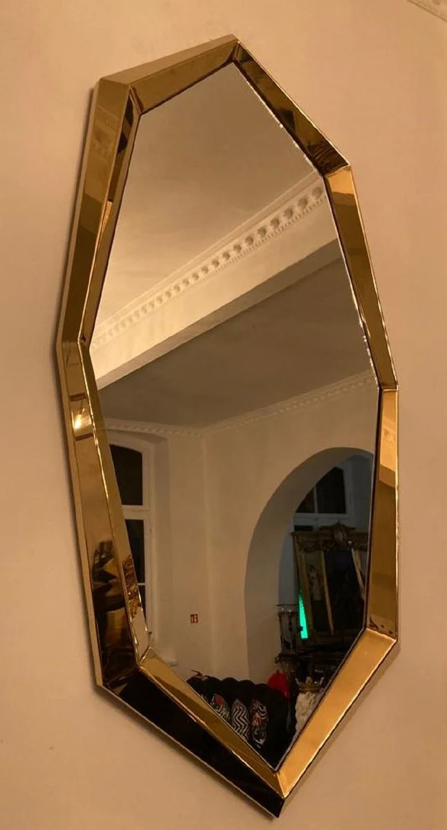 Casa Padrino Luxus Designer Spiegel Gold 81 x H. 157 cm - Achteckiger Metall Wandspiegel - Garderoben Spiegel - Wohnzimmer Spiegel - Luxus Designer Möbel - Luxus Interior