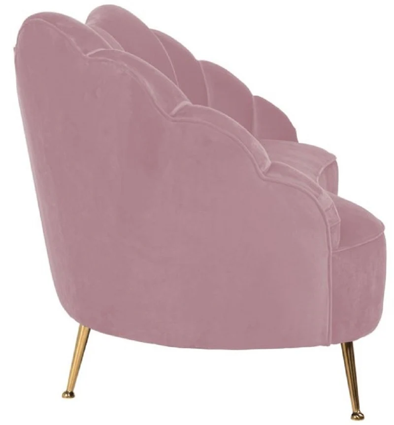 Casa Padrino Luxus Samt Sofa Rosa / Gold 230 x 94 x H. 90 cm - Wohnzimmer Sofa mit edlem Samtstoff - Wohnzimmer Möbel - Luxus Möbel - Wohnzimmer Einrichtung - Luxus Einrichtung