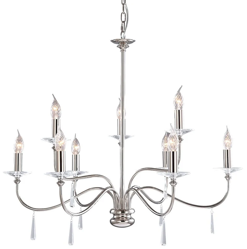 Casa Padrino Jugendstil Kristall Kronleuchter Silber Ø 82 x H. 75 cm - Runder Metall Kronleuchter - Barock & Jugendstil Wohnzimmer Kronleuchter - Barock & Jugendstil Leuchten