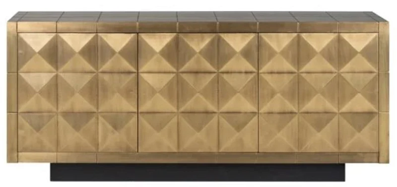 Casa Padrino Luxus Sideboard Gold / Schwarz 180 x 45 x H. 77 cm - Massivholz Schrank mit 3 Türen - Wohnzimmer Möbel - Esszimmer Möbel - Luxus Möbel - Luxus Einrichtung