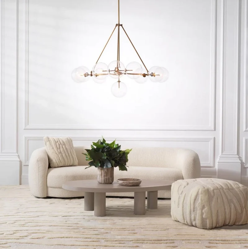 Casa Padrino Luxus Hocker Elfenbein 60 x 60 x H. 40 cm - Quadratischer Wohnzimmer Sitzhocker mit handgewebter Neuseelandwolle - Wohnzimmer Möbel - Luxus Möbel - Luxus Einrichtung