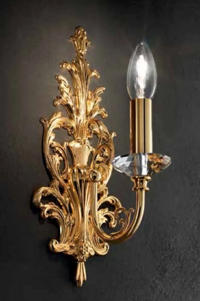 Casa Padrino Luxus Barock Kristall Wandleuchte Gold 15 x 15 x H. 33 cm - Prunkvolle Wandlampe im Barockstil - Barock Leuchten - Edel & Prunkvoll - Luxus Qualität - Made in Italy