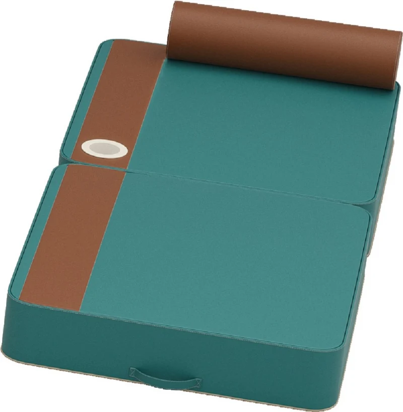 Casa Padrino Luxus Wasserliege Türkis / Braun 190 x 80 x H. 17 cm - Wasserdichte Kunstleder Wasser Liege mit Kopfstütze und Getränkehalter - Sonnenliege - Hotel Pool Accessoires - Luxus Qualität
