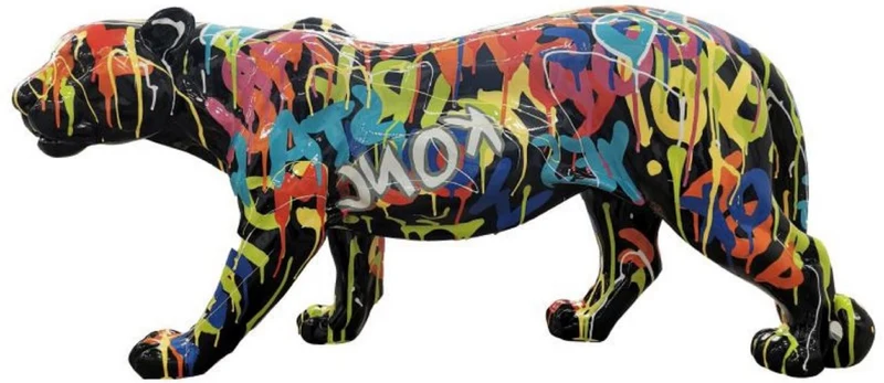 Casa Padrino Luxus Deko Skulptur Panther Mehrfarbig / Schwarz H. 80 x H. 35 cm - Große Deko Figur - XXL Deko Skulptur - XXL Deko Figur - Wohnzimmer Deko - Garten Deko - Luxus Figuren