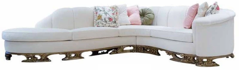 Casa Padrino Luxus Barock Ecksofa Weiß - Prunkvolles Wohnzimmer Sofa - Barockstil Wohnzimmer Möbel - Luxus Möbel im Barockstil - Barock Einrichtung - Edel & Prunkvoll