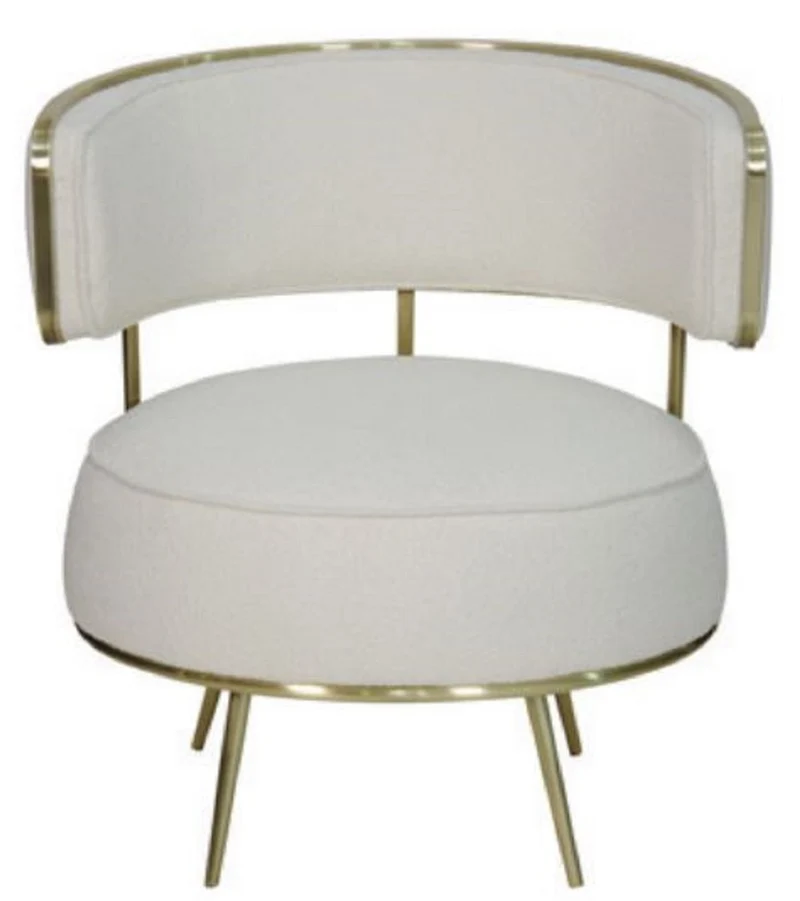 Casa Padrino Luxus Sessel Creme / Gold 76 x 72 x H. 81 cm - Wohnzimmer Sessel - Hotel Sessel - Wohnzimmer Möbel - Hotel Möbel - Luxus Möbel - Luxus Einrichtung