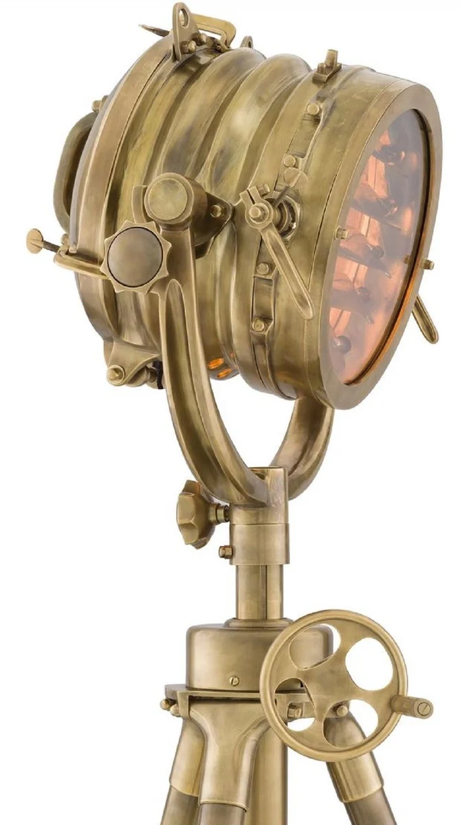 Casa Padrino Luxus Stehleuchte Vintage Messing 76-115 x H. 151-227 cm - Dreibein Studioleuchte - Luxus Stehleuchten - Dreibein Stehleuchten - Luxus Studioleuchten
