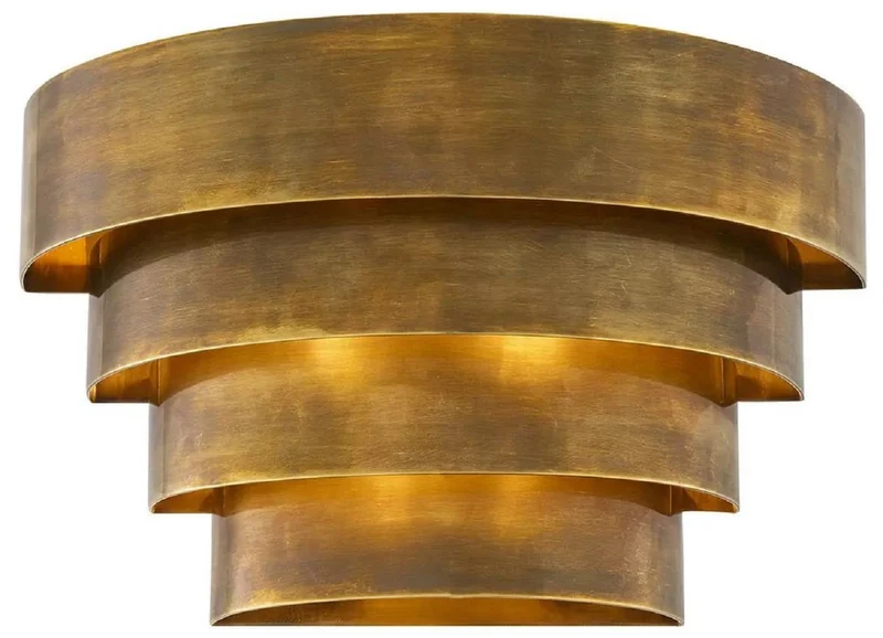 Casa Padrino Luxus Wandleuchte Vintage Messing 30 x 16 x H. 18,5 cm - Halbrunde Messing Wandlampe - Wohnzimmer Wandleuchte - Hotel Wandleuchte - Restaurant Wandleuchte - Luxus Leuchten
