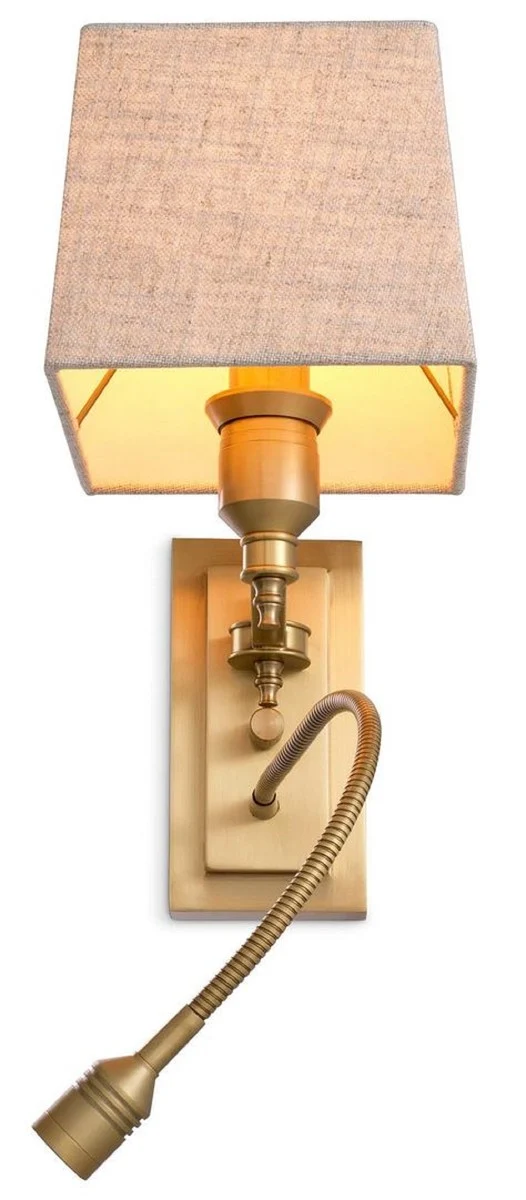 Casa Padrino Luxus Wandleuchte Antik Messing 14 x 25 x H. 30,5 cm - Wandlampe mit schwenbarer LED Leseleuchte - Hotel Leuchten - Luxus Leuchten - Luxus Wandleuchten - Luxus Qualität
